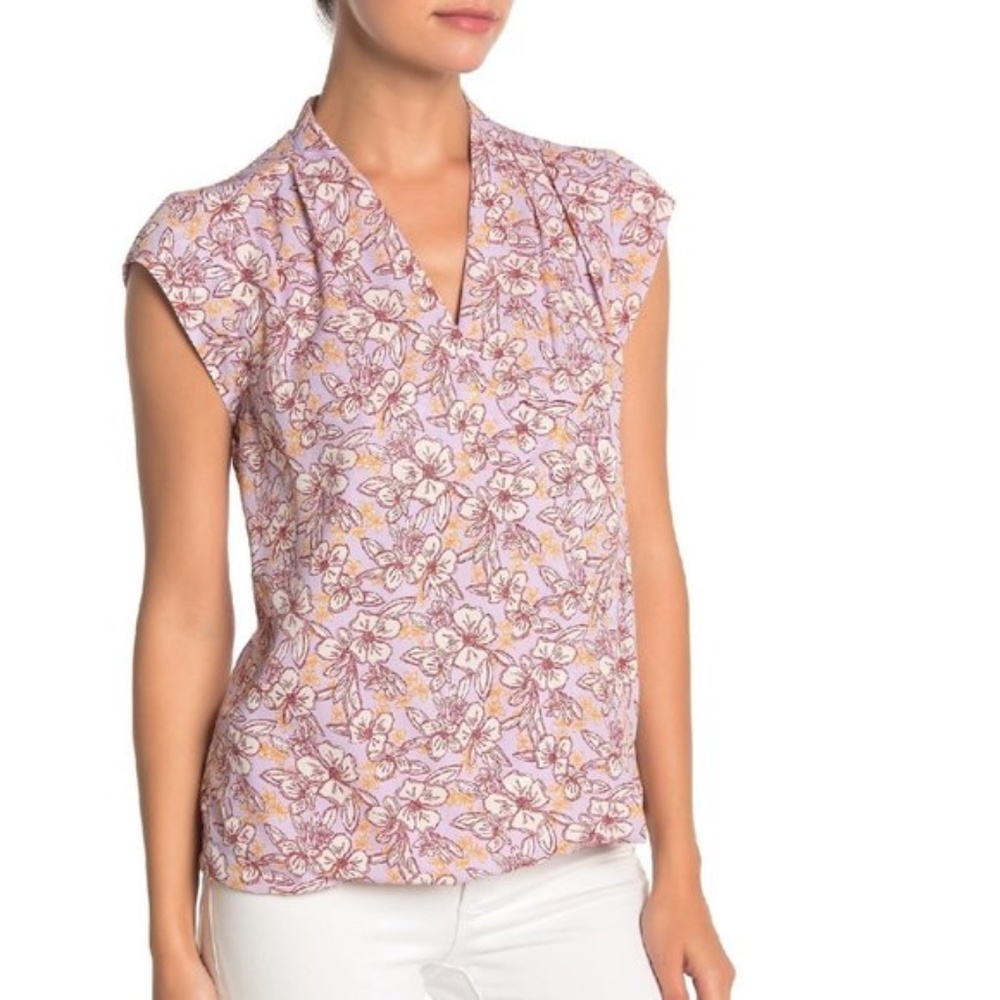 Halogen Surplice Cap Sleeve Blouse